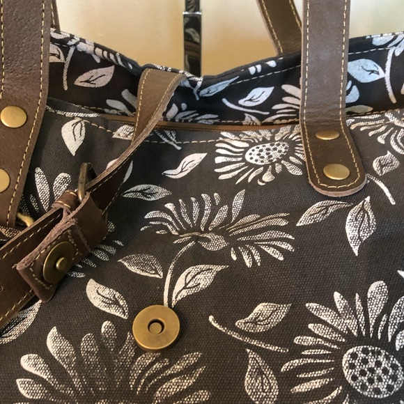 Anemone weekender Tote Bag Upcycled Canvas C-2623 - Picture 6 of 7